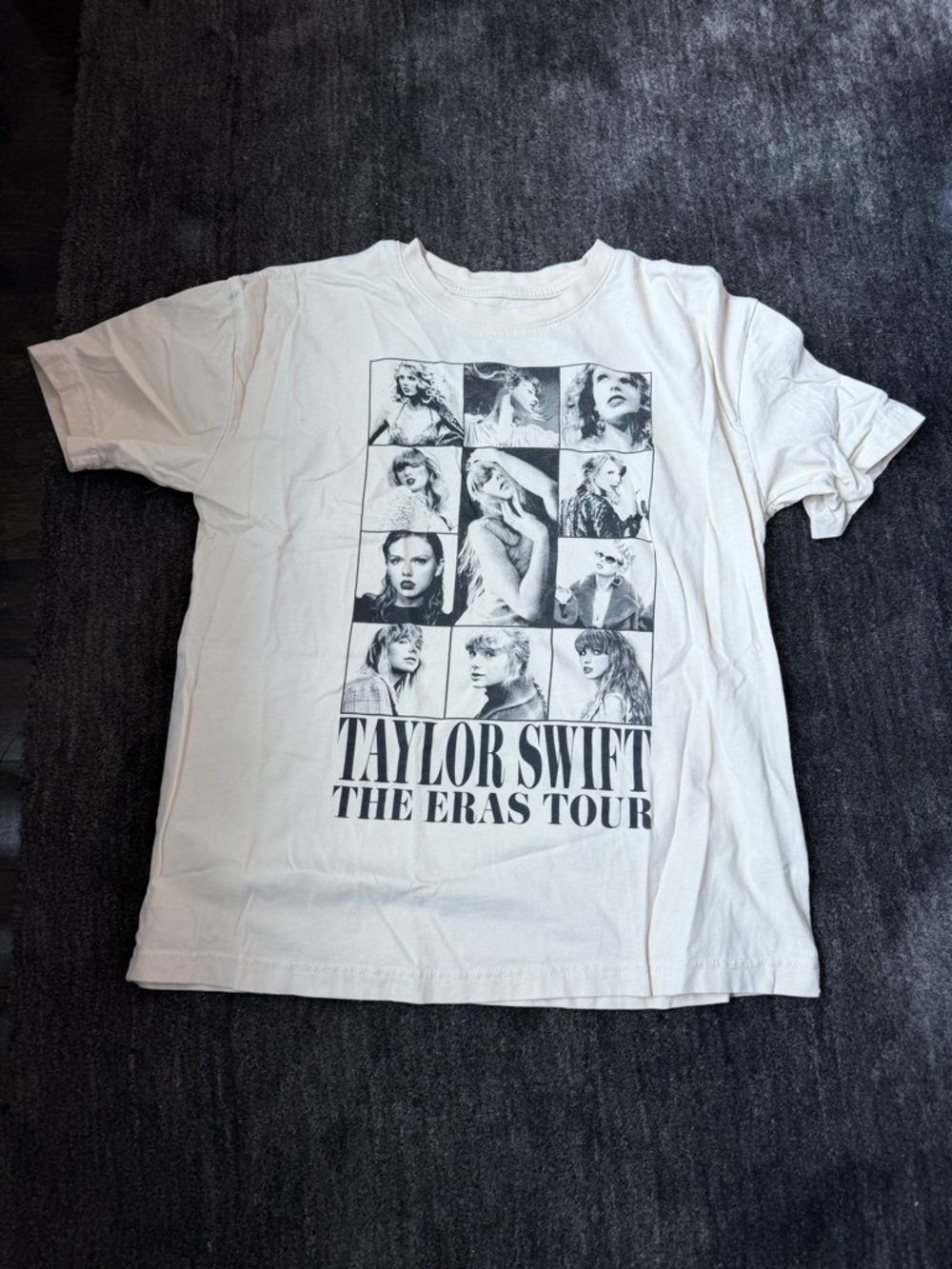 Official Merch: Taylor Swift Cream & Black 'The Eras Tour' Graphic Tee